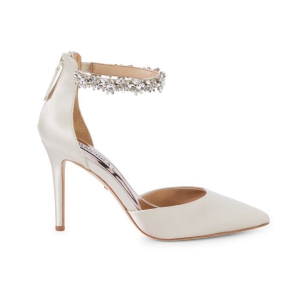 Badgley Mischka Evie Crystal Embellished Satin d'Orsay Pumps